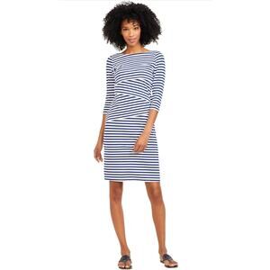 J. McLaughlin Catalina Cloth Nicola Striped Shift Tier 3/4 Sleeve Dress Size XL